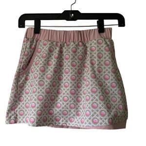 Turtles & Tees Golf Skort Girls Large Pink Grey Golf Ball Print Excellent Active